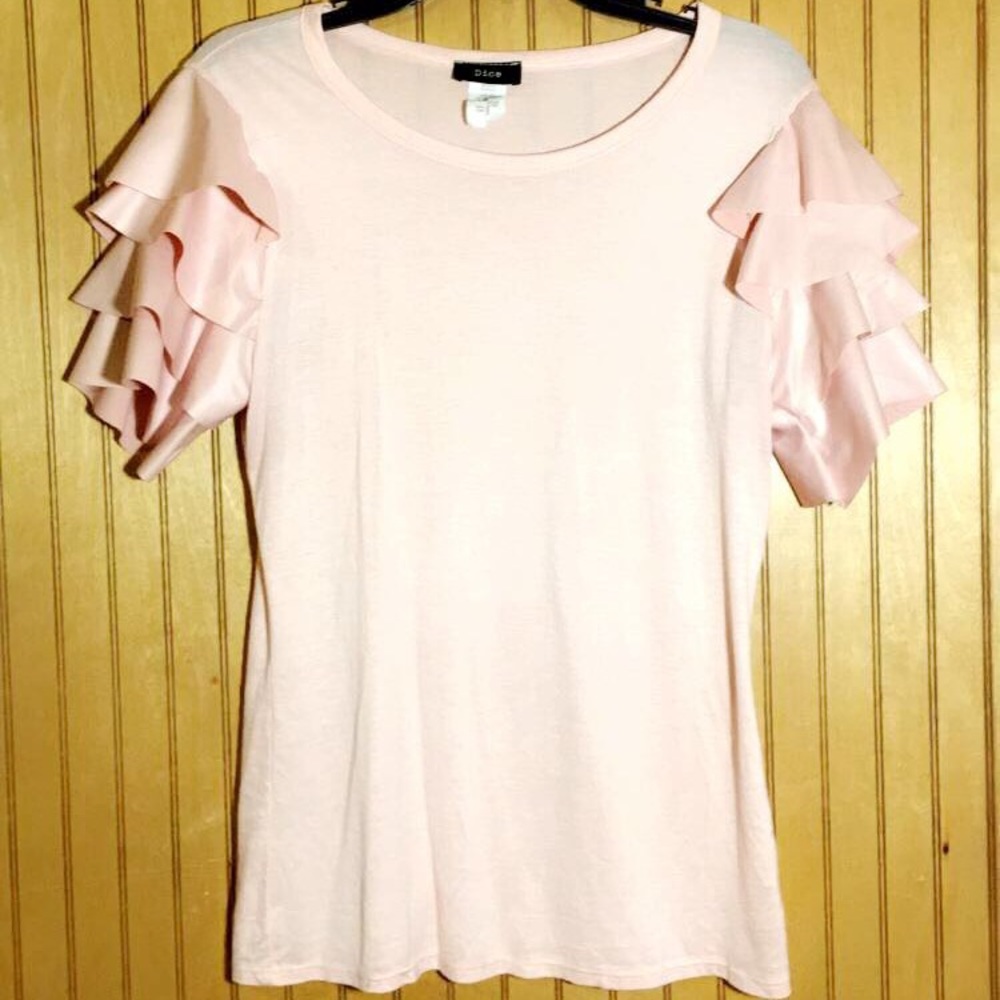 Ruffle sleeves light pink shirt